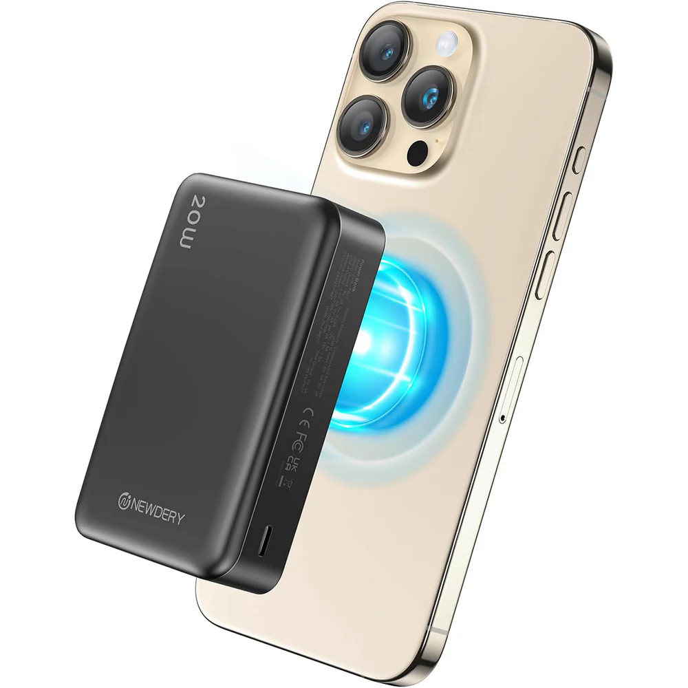 NEWDERY 20000mAh Magnetic Power Bank PD 20W Wireless Fast Charging for iPhone
