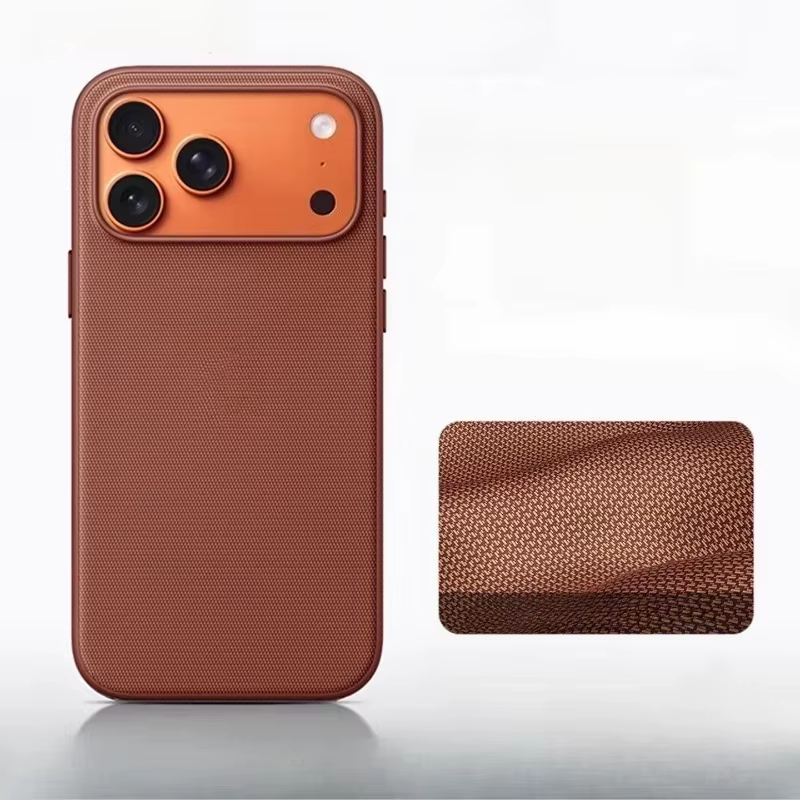 Luxury Tech Woven Magnetic Absorption Phone Case for Iphone - Brown