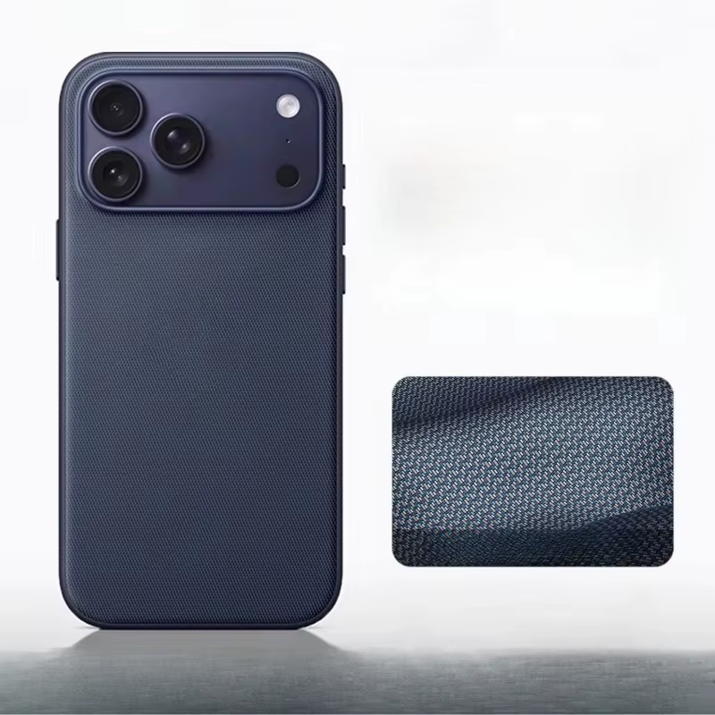 Luxury Tech Woven Magnetic Absorption Phone Case for Iphone - Navy Blue