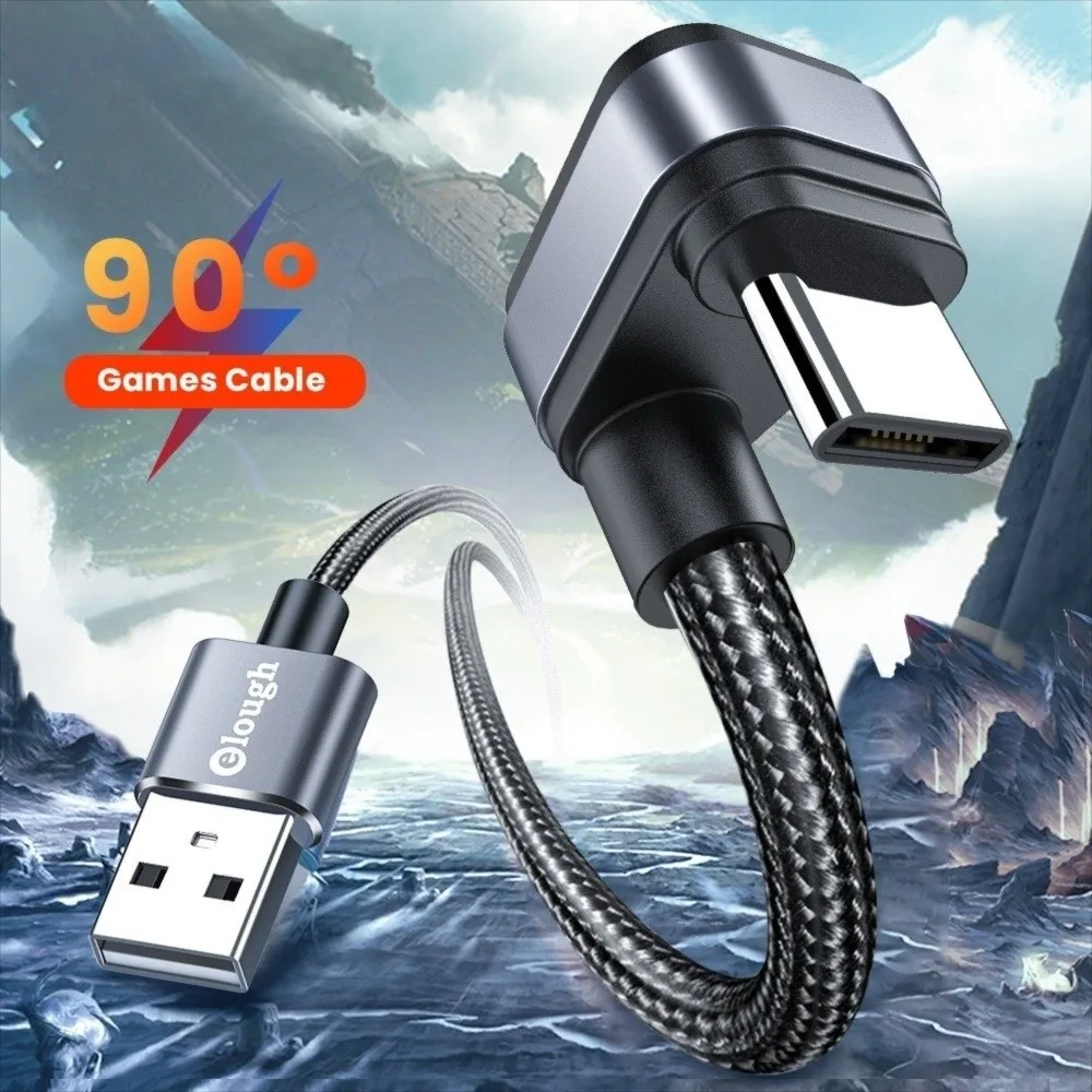 2.4A Fast Charging USB Type C Cable 180 Degree Angle 90 Degree Elbow Data Cord Fast Phone Charging for Samsung Xiaomi Redmi