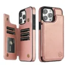 Wallet RFID Blocking Layer Protect Anti-Theft Magnetic Leather Case For iPhone - Rose Gold