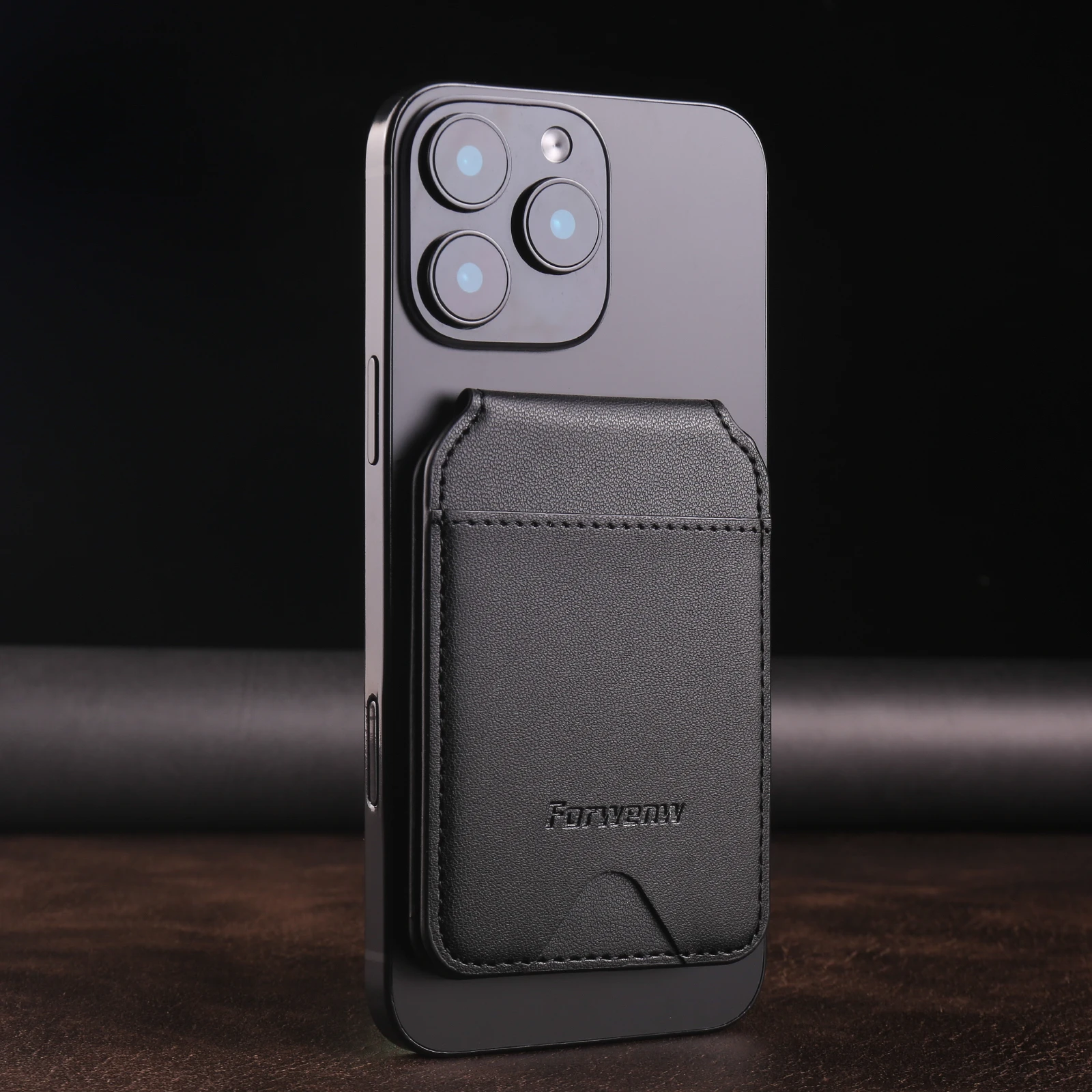 Vertical Style Portable Magnetic Card Bag Premium PU Leather Wallet