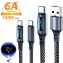 120W USB A to Type C Cable With LED Display 100W Type C To Type C