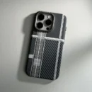 Alloy Lens Hit Color Carbon Fibre MagSafe Phone Case for iPhone - A-2