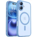 For Magsafe Luxury Armor Shockproof Case For iPhone 16 15 14 13 Pro Max Plus Magnetic Wireless Charge Cover Matte Translucent PC - light blue