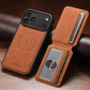 Premium Faux Leather Phone Case For iPhone - Khaki