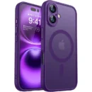 For Magsafe Luxury Armor Shockproof Case For iPhone 16 15 14 13 Pro Max Plus Magnetic Wireless Charge Cover Matte Translucent PC - Dark Purple