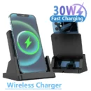 30W Wireless Charger Pad Stand Desktop Ultra-thin Mobile Phone For iPhone 15 14 13 12 Samsung Xiaomi Fast Charging Dock Station