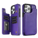 Wallet RFID Blocking Layer Protect Anti-Theft Magnetic Leather Case For iPhone - purple