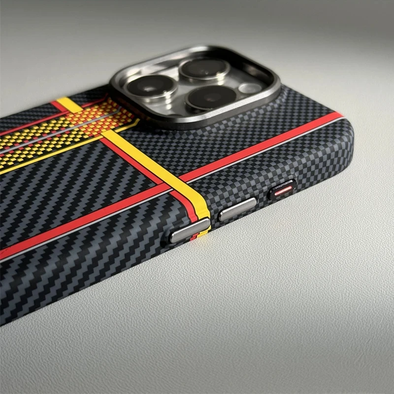 Alloy Lens Hit Color Carbon Fibre MagSafe Phone Case for iPhone - Image 2