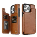 Wallet RFID Blocking Layer Protect Anti-Theft Magnetic Leather Case For iPhone - Brown