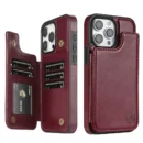 Wallet RFID Blocking Layer Protect Anti-Theft Magnetic Leather Case For iPhone - Wine red