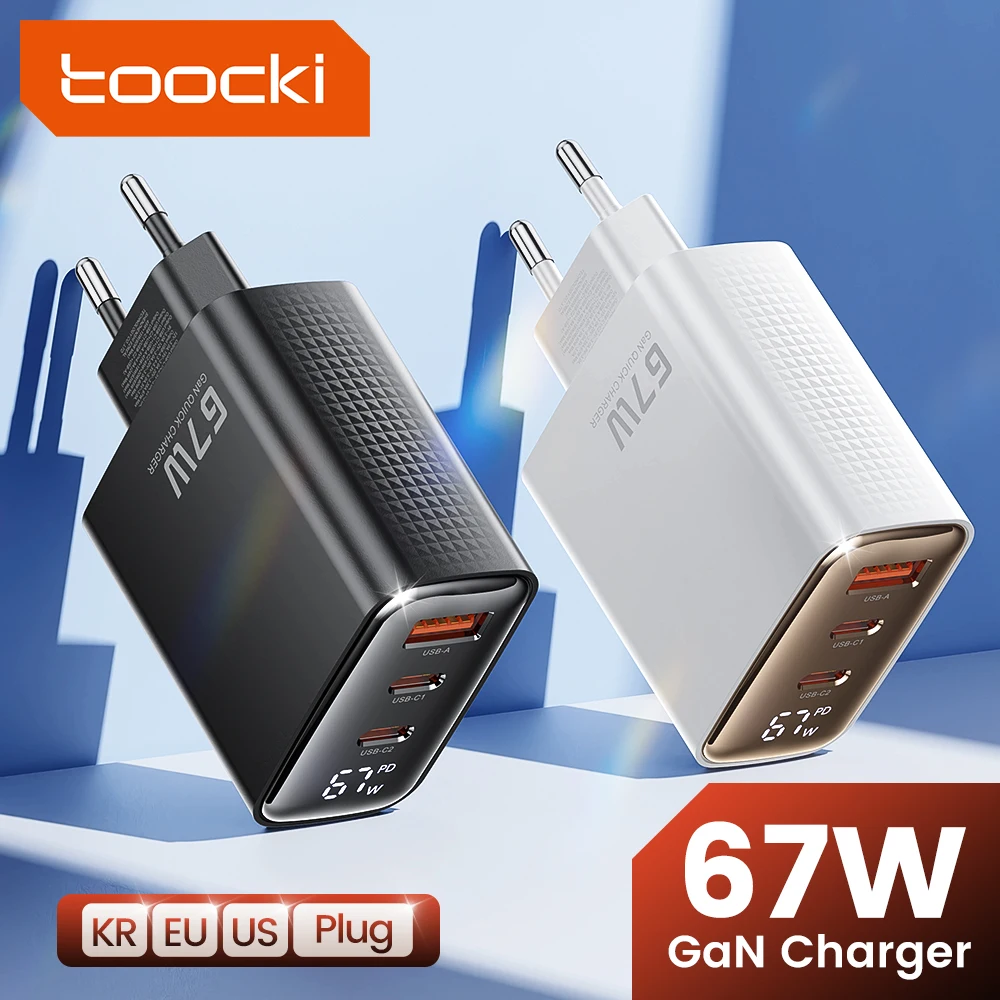 Toocki 67W GaN Charger USB-C Quick Charge 4.0/3.0 for Laptop and Phone