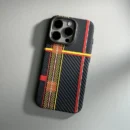 Alloy Lens Hit Color Carbon Fibre MagSafe Phone Case for iPhone - A-1